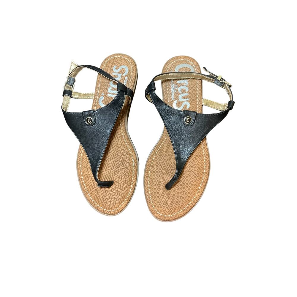 Circus Sam Edelman Carolina Hooded Thong Sandals Women's 6M Black/Brown Buckle